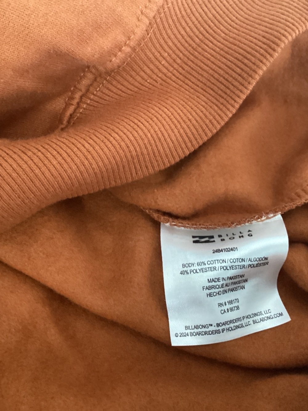 Billabong Women’s Lazy Daze Cropped Hoodie Burnt Orange Rust Small  NWT Surf - Picture 13 of 13